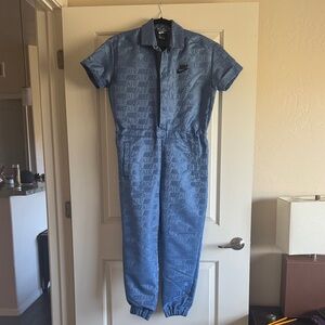 Nike Light Blue Allover 'AIR' Logo Jumpsuit